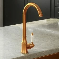Venice Traditional Kitchen Mixer Tap With Swivel Spout - Brushed Copper