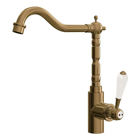 Venice Traditional Single Lever Kitchen Mixer Tap With Swivel Spout - Brushed Gold 1 Venice Traditional Single Lever Kitchen Mixer Tap With Swivel Spout - Brushed Gold
