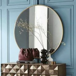 Venice Brushed Brass 600mm Round Mirror -Venice shop VENR60BRA D2 460