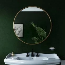 Venice Brushed Brass 600mm Round Mirror -Venice shop VENR60BRA D3 460