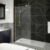 Venice Brushed Brass Wetroom Screen With Retaining Arm (1950mm High) - Various Sizes