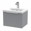 Venice Fluted 500mm Grey Vanity Unit - Wall Hung Single Drawer Unit With Chrome Handle
