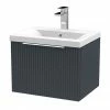 Venice Fluted 500mm Anthracite Single Drawer Wall Hung Vanity Unit With Chrome Handle