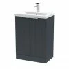 Venice Fluted 600mm Anthracite Vanity Unit - Floor Standing 2 Door Unit With Chrome Handles