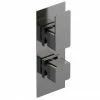 Venice Cubo Twin Thermostatic Shower Valve - Brushed Gun Metal