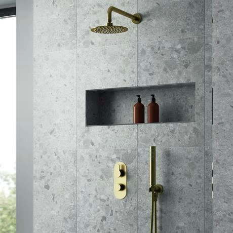 Venice Giro Twin Thermostatic Shower Valve With Diverter - Brushed Brass 3 Venice Giro Twin Thermostatic Shower Valve With Diverter - Brushed Brass - Image 3