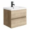 Venice Linea 500mm Rustic Oak Wall Hung 2-Drawer Vanity Unit