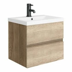 Venice Linea 500mm Rustic Oak Wall Hung 2-Drawer Vanity Unit