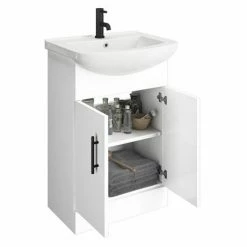 Venice 560mm Gloss White Vanity Unit With Matt Black Handles + Toilet Package -Venice shop VN56WCPK d6 460