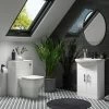 Venice 665mm Gloss White Vanity Unit With Matt Black Handles + Toilet Package