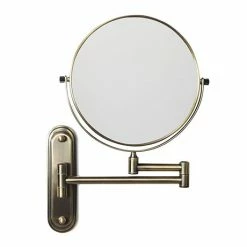 Venice Antique Brass 5x Magnifying Cosmetic Mirror With Curved Wall Plate