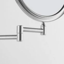 Venice Brushed Nickel 5x Magnifying Cosmetic Mirror With Curved Wall Plate -Venice shop VNCMCUBN D2 460