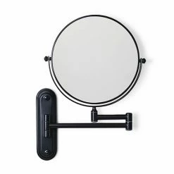 Venice Matt Black 5x Magnifying Cosmetic Mirror With Curved Wall Plate