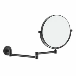 Venice Matt Black 5x Magnifying Cosmetic Mirror With Round Wall Plate