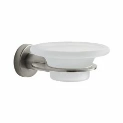 Venice Brushed Nickel Glass Soap Dish & Holder