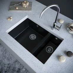 Venice 1.5 Bowl Matt Black Inset Or Undermount Composite Kitchen Sink