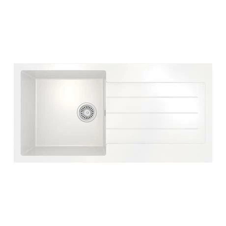 Venice 1.0 Bowl Matt White Composite Kitchen Sink + Chrome Waste 2 Venice 1.0 Bowl Matt White Composite Kitchen Sink + Chrome Waste - Image 2