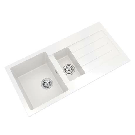 Venice 1.5 Bowl Matt White Composite Kitchen Sink + Chrome Wastes 3 Venice 1.5 Bowl Matt White Composite Kitchen Sink + Chrome Wastes - Image 3