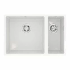Venice 1.5 Bowl Gloss White Composite Kitchen Sink + Chrome Wastes -Venice shop VSNK104 D2 460