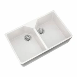 Venice Double Bowl Belfast Composite Kitchen Sink + Chrome Wastes -Venice shop VSNK259 D3 460
