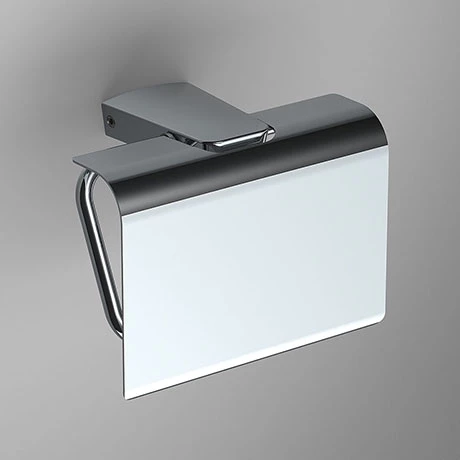Venice Square Chrome Toilet Roll Holder With Cover 1 Venice Square Chrome Toilet Roll Holder With Cover