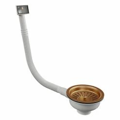 Venice Copper Basket Strainer Kitchen Sink Waste With Rectangular Overflow
