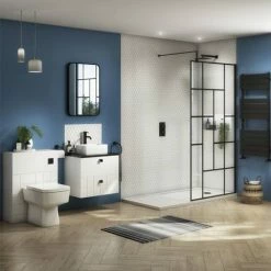 Venice Abstract 600mm White Vanity - Wall Hung 2 Drawer Unit With Black Worktop & Matt Black Handles -Venice shop VWH6WHIBLKB d5 460