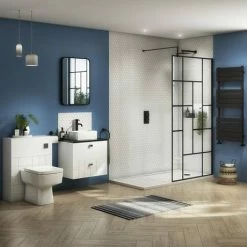 Venice Abstract 600mm White Vanity Unit - Wall Hung 2 Drawer Unit With Black Worktop & Chrome Handles -Venice shop VWH6WHIBLK d6 460