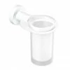 Venice White Glass Tumbler & Holder