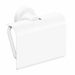 Venice White Toilet Roll Holder With Cover