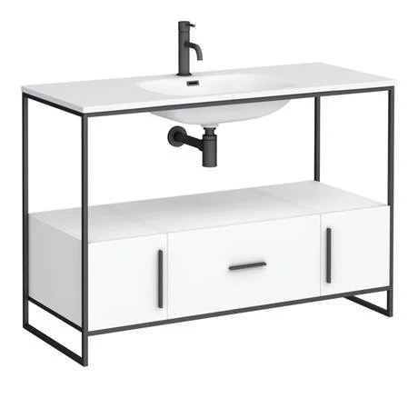 Venice 1200 Black Frame Basin Washstand With Toilet 2 Venice 1200 Black Frame Basin Washstand With Toilet - Image 2