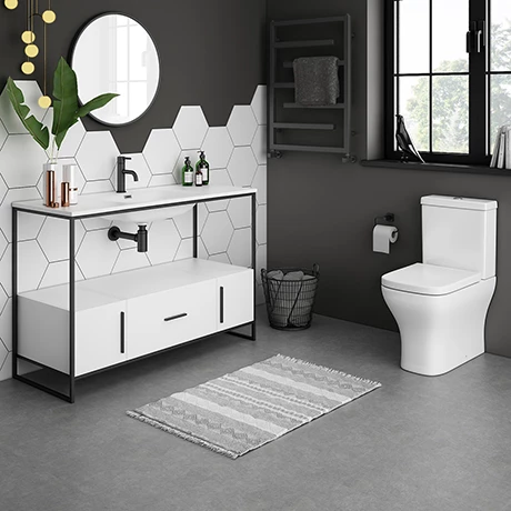 Venice 1200 Black Frame Basin Washstand With Toilet 1 Venice 1200 Black Frame Basin Washstand With Toilet