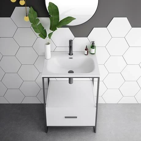 Venice 600 Black Frame Basin Washstand With Toilet 4 Venice 600 Black Frame Basin Washstand With Toilet - Image 4