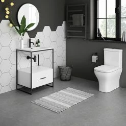 Venice 600 Black Frame Basin Washstand With Toilet