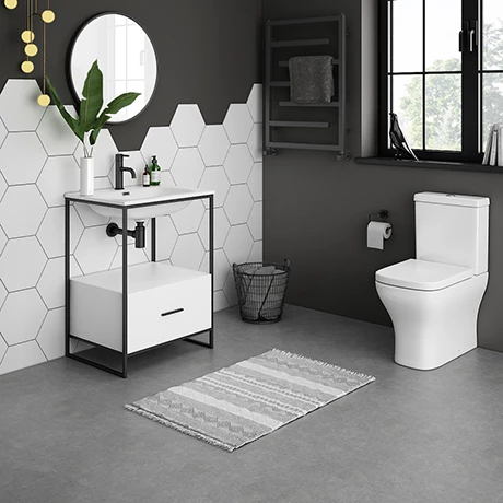 Venice 600 Black Frame Basin Washstand With Toilet 1 Venice 600 Black Frame Basin Washstand With Toilet