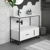Venice 900 Black Frame Basin Washstand Incl. Solid Stone Basin