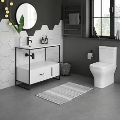 Venice 900 Black Frame Basin Washstand With Toilet