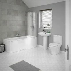 Venice P-Shaped Modern Shower Bath Suite